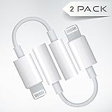 iPhone 7 Lightning to 3.5mm Audio Headphone Jack Adapter, Lightning Connector to 3.5mm Headphone Earphone Extender Jack Adapter Convenient and Suitablefor iPhone 6/6s/7/7 Plus (2 Pack)