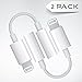 iPhone 7 Lightning to 3.5mm Audio Headphone Jack Adapter, Lightning Connector to 3.5mm Headphone Earphone Extender Jack Adapter Convenient and Suitablefor iPhone 6/6s/7/7 Plus (2 Pack)
