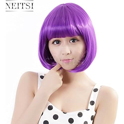 purple short wig