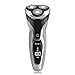 NPET Electric Shaver for Men, USB Rechargeable Electric Razor, IPX7 Waterproof Wet & Dry Rotary Cordless shavers with Pop-up Beard Trimmer - Silver Black