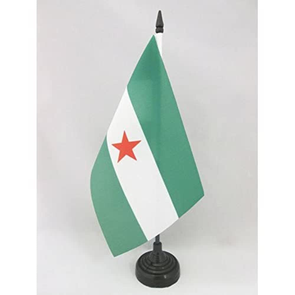 AZ FLAG Andalusia Independentist Table Flag 5'' x 8'' - Andalucia Arbonaida Office Decoration 100% Polyester 21 x 14 cm - Mini Desk Flag with Pole and Black Plastic Base