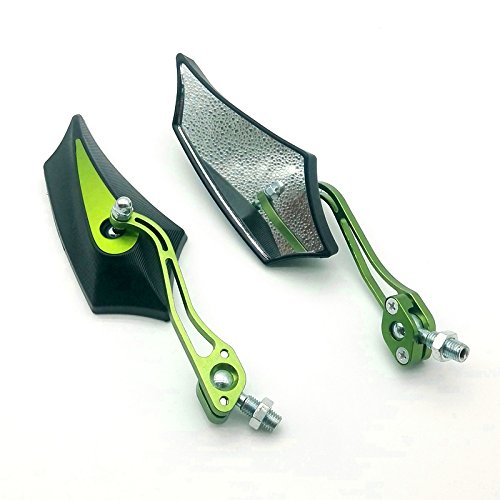 Heinmo Motorcycle foldable Rearview Mirrors Motorbike Rear Mirror with 8mm 10mm Screw for Honda Suzuki Kawasaki Yamaha (Green)