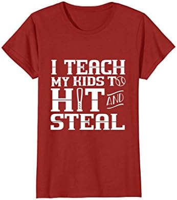 Womens I Teach My Kids to Hit and Steal - Baseball Mom Shirt Large Cranberry