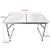 Folding Table, Outdoor Table Adjustable Height Camping Portable Folding Table Square Stainless Steel, Picnic Table Camping Lightweight with Extended Legs, Whitethumb 1