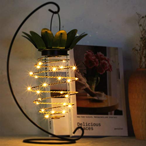 Tee Vee 2-Pack Pineapple Solar Lights Decorative Garden Hanging Lanterns Waterproof Night Light for Yard Outdoor Warm Light (2-Pack 30 LED)