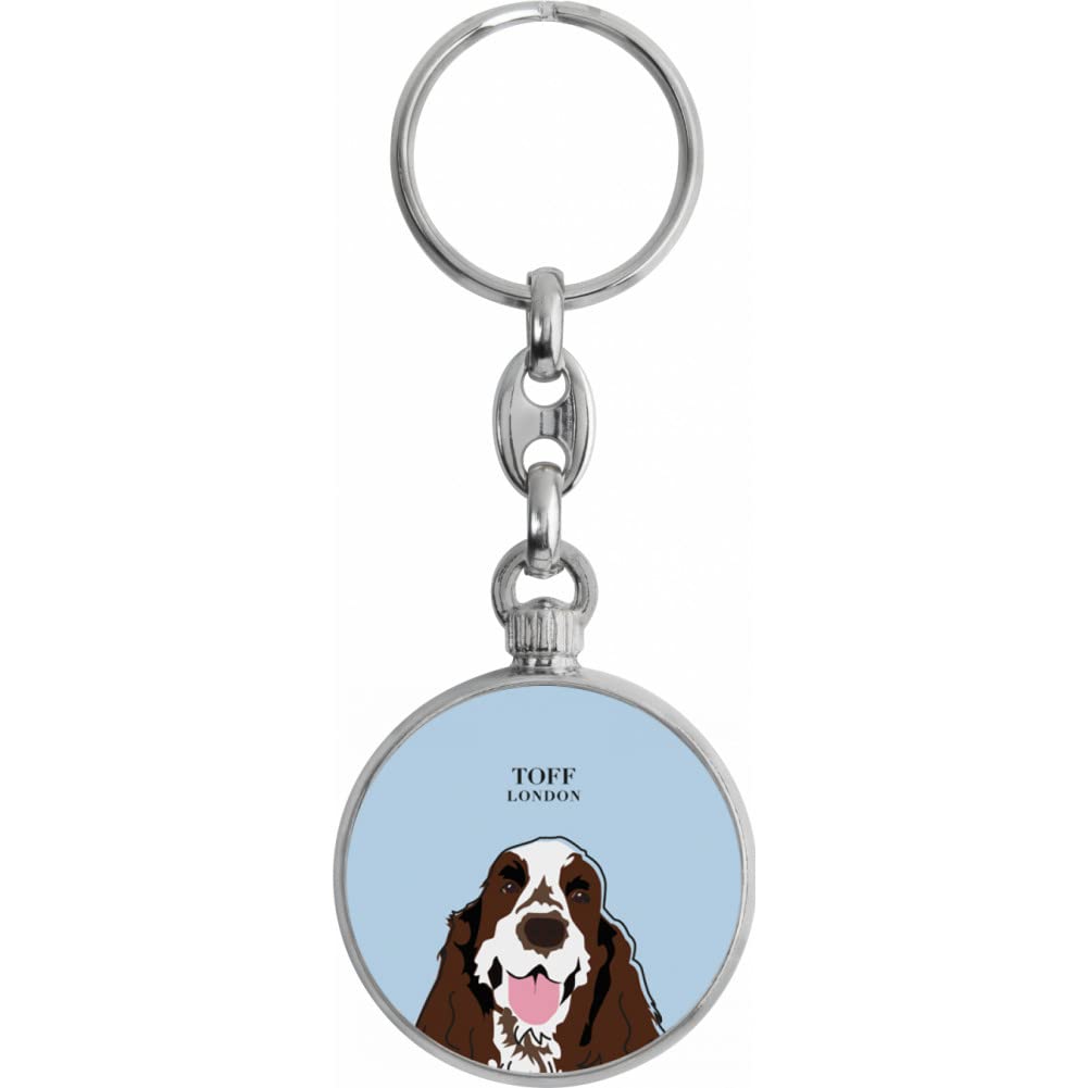 Toff London Brown And White Cocker Spaniel Dog Head Keyring