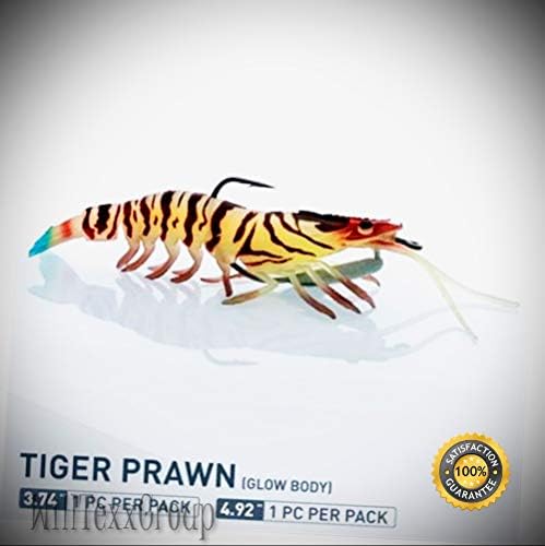 WillTexxGroup FP95-02 Tiger Prawn 3.74" Flick Prawn Soft Bait Fishing Lure for Fishing Bass Kayak Ice Saltwater Freshwater
