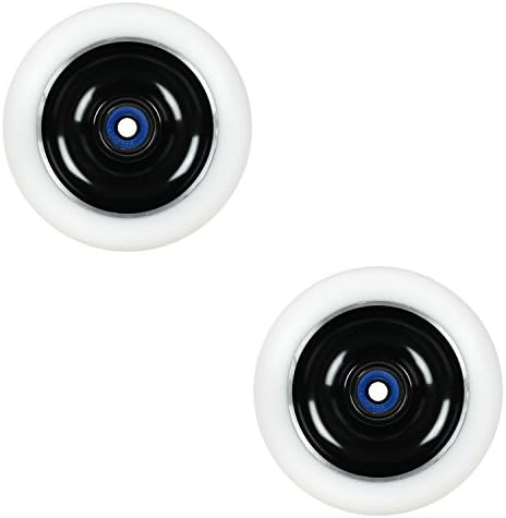 Kick Push Aluminum hub Scooter Wheels with Bearings, Black/White, 100mm