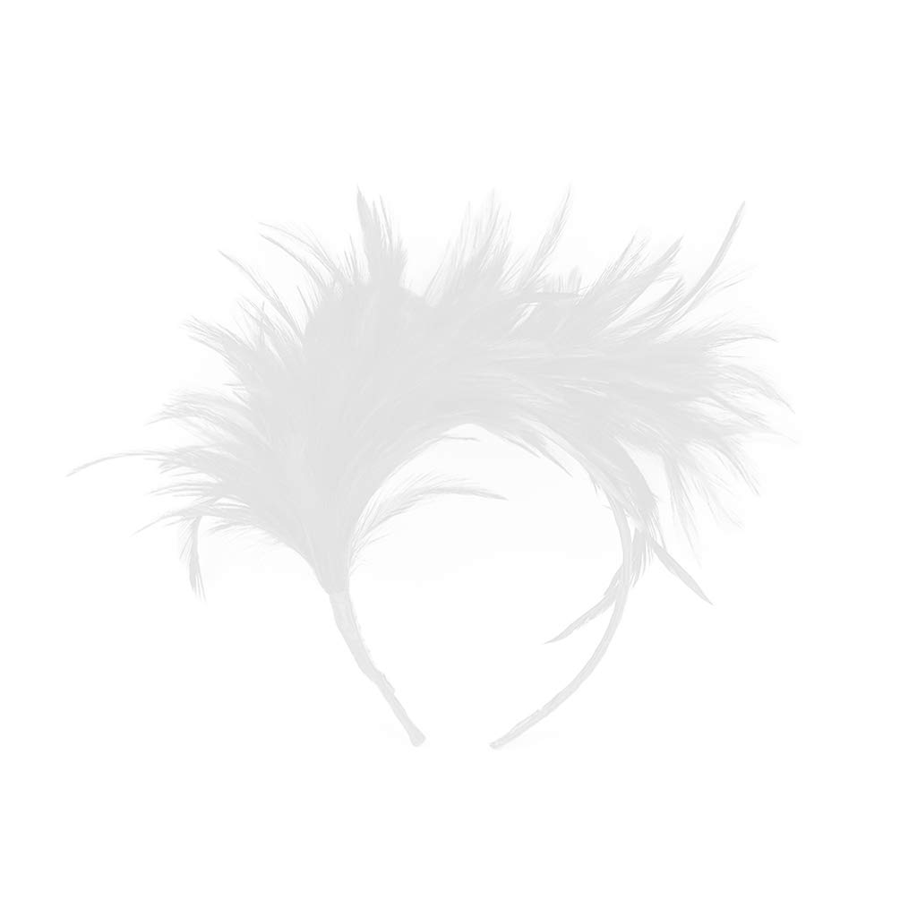 FRCOLOR Feather Fascinator Headbands Roaring Flapper Feather Headpiece 1920s Prom Queen Hair Hoop for Special Events (White Feather)