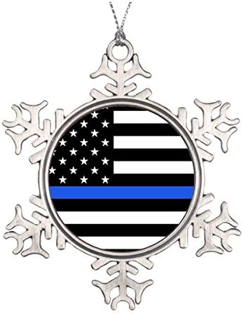 Support The Police Thin Blue Line American Flag Ceramic Round Christmas Ornament [Kitchen]