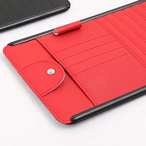 Yamalans Auto Car Sun Visor Faux Leather Card Pen DVD CD Glasses Holder Storage Bag Organizer Pouch Brown 31.5cm x 16.5cm