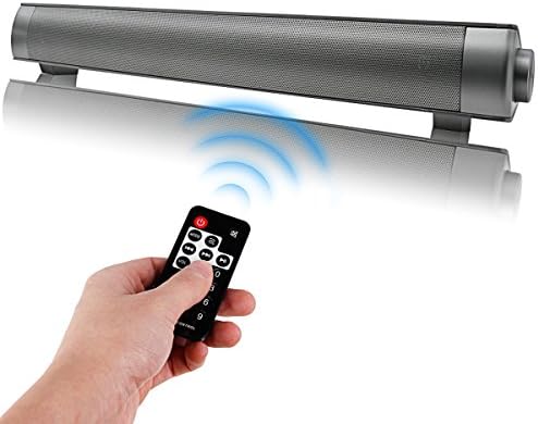 Sound Bar Bluetooth Wireless Speakers Small Soundbar 2.0 Channel 15.7 in woofer 3.5 mm Aux TF Card Stereo Speaker for TV Computer Laptop Smartphone, Black