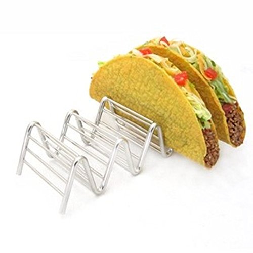 iGodee Mexican Tortilla Rack Wavy Holder by 4 or 5 People Food-grade Stainless Steel Taco Rack Kitchen Cooking Tools Food Presentation Tableware 4-5 IF0031