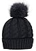 Simplicity Men / Women's Winter Hand Knit Faux Fur Black Pompoms Beanie Hat, Single-Black Pom Beanie