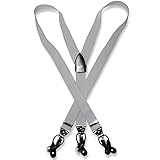 Men's Grey SUSPENDERS Y Shape Back Elastic Button & Clip Convertible by Armando