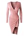 RubyK Womens Fitted Long Sleeve Asymmetrical Side Knotted Bodycon Dress