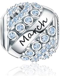 Birthstone Charms for Charms Bracelet- 925 Sterling Silver Bead Openwork Charms, Happy Birthday Charms for Bracelet and Necklace