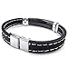 KONOV Mens Womens Rubber Stainless Steel Bracelet, Cross Prayer Cuff Bangle, Black