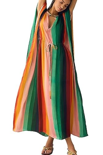 YouKD Women's Summer Boho Kaftan Plus Size Robe Beach Coverup