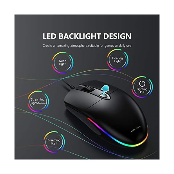 Wired-Mouse-Jelly-Comb-Optical-Gaming-Mice-with-Silent-Clicking-and-RGB-Backlight-for-PC-Computer-Laptop-1600-DPI-Black Wired Mouse, Jelly Comb Optical Gaming Mice with Silent Clicking and RGB Backlight for PC Computer Laptop, 1600 DPI…