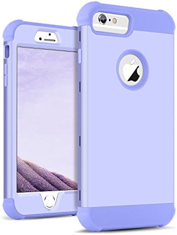 iPhone 7/8 Case iPhone 6/6s Case, DOMAVER Shockproof Drop Protection 3 in 1 Hybrid Hard PC Soft Heavy Duty Rugged Rubber Bumper Protective Phone Case for iPhone 7/8 iPhone 6/6s,Purple