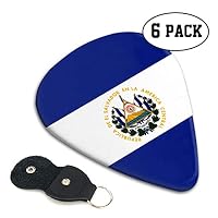 RZM YLY El Salvador Flag Guitar Picks 6 Pack- Universal Plastic Celluloid Guitar Picks Holder Unique Guitar Gift for Bass, Electric & Acoustic Guitars