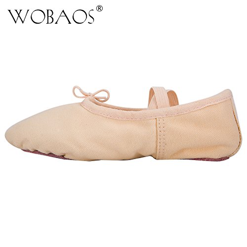 WOBAOS Ballet Slipper Shoes Split-Sole Dance Flat for Girls (Toddler/Little Kid/Big Kid) (Little Kid 3 M, Skin color)