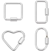 UNICRAFTALE 4pcs 4 Style Stainless Steel Color Screw Carabiner Lock Charms 304 Stainless Steel Screw Locking Carabiner Charm Oval Heart Clip for Women Jewelry Making Supplies