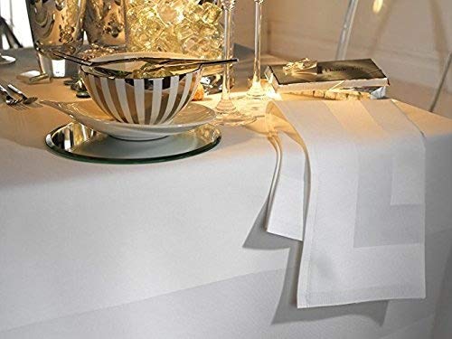 Musbury Elegant 100% Cotton Plain Satin Band Table Linen In White (Pack of 6 Napkins) 56/56cm (22/22")