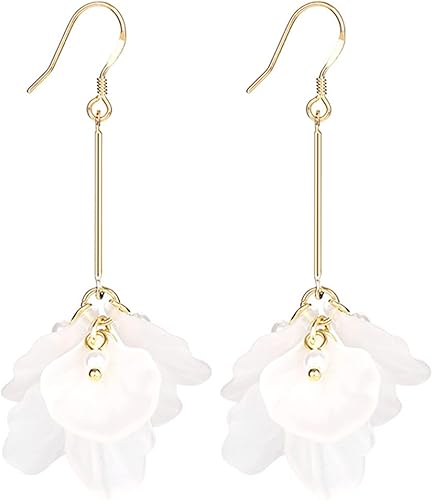 Amazon Merdia ピアス 花びらロングピアス カワイイピアス 揺れる フラワー 女性 アクセサリー 結婚式 ギフト 金属アレルギー対応 ジュエリー 通販