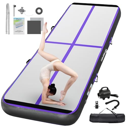 FBSPORT Airtrack Matte, 20cm Hoch Verdicken 5M Tumbling Matte,Gymnastikmatte mit Luftpumpe,Trainingsmatte mit Tragetasche,Turnmatte für Zuhause, Outdo