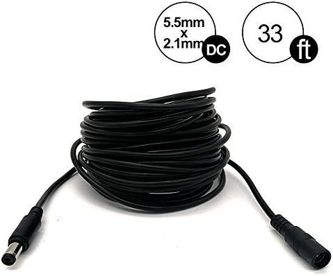 CAMVIEW 10M (33ft) Power Extension Cable 2.1mm x 5.5mm Compatible with 12V DC Adapter Cord for CCTV Security Camera IP Camera Standalone DVR (33ft Black)