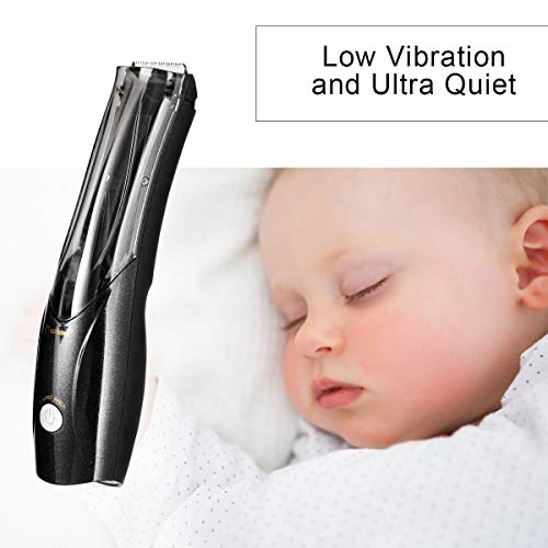 BESTBOMG Pro Outliner Vacuum Trimmer Hair Clipper for Men Vacuum Haircut Barber Kit Cordless Vacuum Hair Trimmer with USB Rechargeable Lithium Ion, 3 Combs Dual Voltage 110-120 VAC, Black