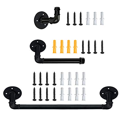 SUNMALL Industrial Pipe Bathroom Hardware Set, Towel Bar Rack, Toilet