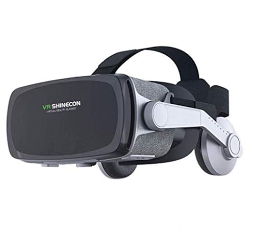 VR Headset, Adjustable 3D VR Glasses with Headphone for Mobile