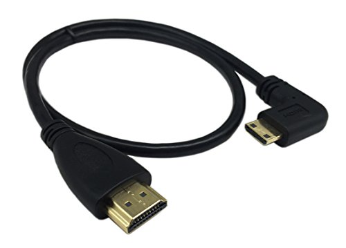 CERRXIAN 50cm 19.6inch High Speed Gold Plated Mini HDMI Left Angle Male to HDMI Male Cable (Black) L