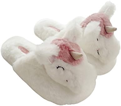FUYAO Winter Ladies Warm Slippers Soft Plush Unicorn Slippers Home Indoor Bedroom Living Room Shoes for Young Girls Women, Anti-Slip