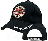 Deluxe Military Law Enforcement Cap Hat - US Marine Corps, Black