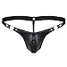 CHICTRY Men's G-string Thongs Underwear Faux Leather Bikini Briefs Trunks Shorts Black X-Large(waistline 29.0-37.0