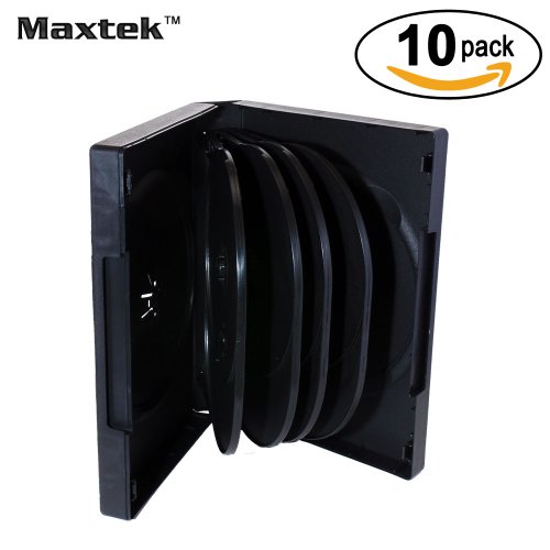 UPC 610696499554, Maxtek Black 10 Disc Capacity DVD Cases with 4 Flip Trays and Outter Clear Sleeve, 10 Pieces Pack