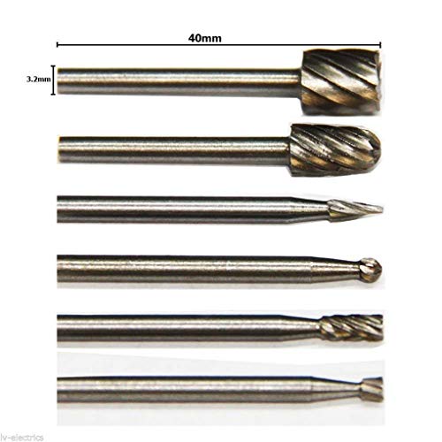 Miaomiaogo 6PCS HSS Rotary Multi Tool Burr Routing Router Bit Mill Cutter Attachment Compatible for Dremel
