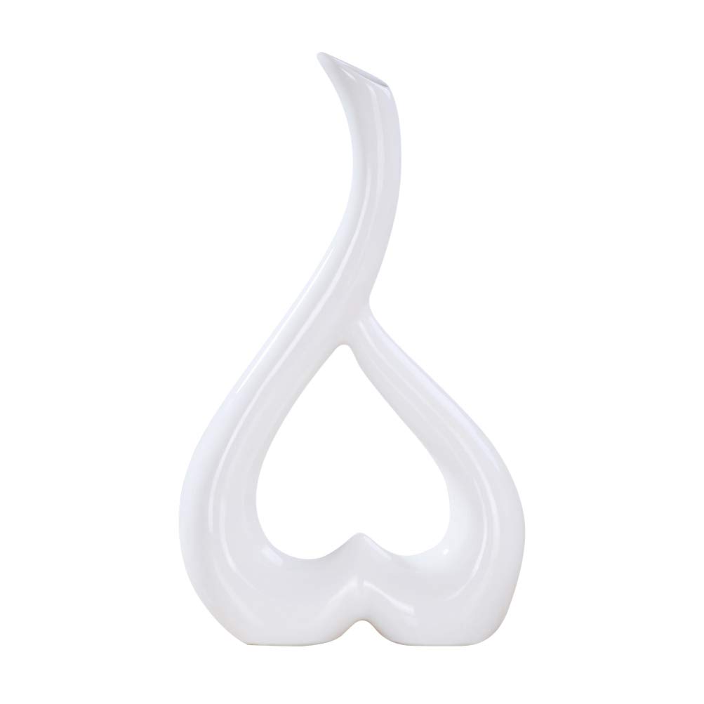 Garneck Flower Vase Heart Shaped Ornaments Decorative Ceramic Decoration for Bedroom Livingroom Home(White)