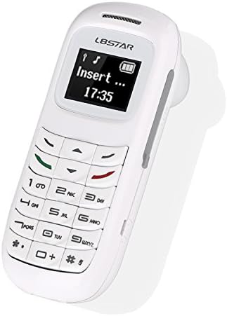 2017 Tiny Bluetooth GSM Cellphone Headset Mini Smallest Portable Wireless Hand-held Size Headphone HD Music Message Call Reminder Dialler Car Mobile phone with earplug (White)