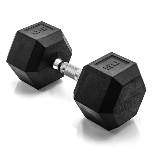 CAP Barbell Unisex-Erwachsene SDRIS-050 Hantel-Gewichte, sechseckig, beschichtet, 22,7 kg Einzelbett, Schwarz, 50LB Single, E-Package