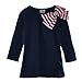 Yo Coco Girls Navy Long Sleeve Bowtie Shirts + Striped Leggings Pants 2ps Sets Size 3-4 Y
