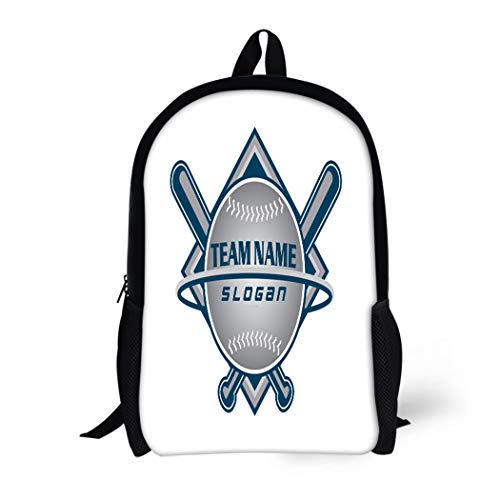 Pinbeam Backpack Travel Daypack Softball Baseball Team Bat Diamond Shield Base Big Waterproof School Bag