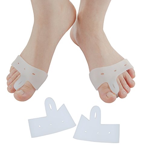 Sumifun 1 Pair Bunion Pad Hallux Valgus Relief Gel Soft Big Toe Separators, Bunion Splint Spacer Corrector Foot Care Tools (White)
