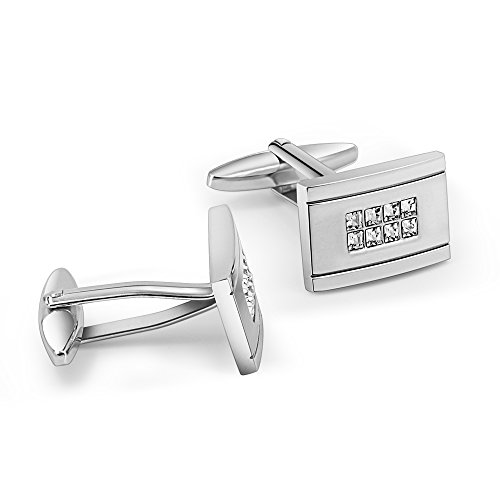 Mr.Van Swarovski Crystal Cufflinks Rectangle Cuff Links Set for Men Wedding Party - Thumbnail 5