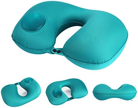 Kayphil Automatic Inflatable Airplane Neck Pillow Travel Neck Support Travel pillow Portable Nap Pillows Air Cushion (bue)