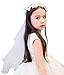 Bienvenu Girls First Communion White Floral Wreath Wedding Veil,WhitePink